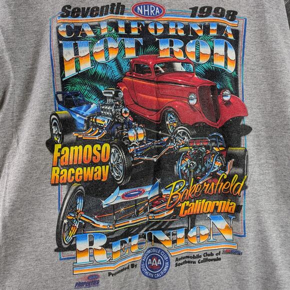 Vintage 1998 Mens Drag Racing Large T-Shirt NHRA Hot Rod 7th California Reunion - Picture 3 of 9